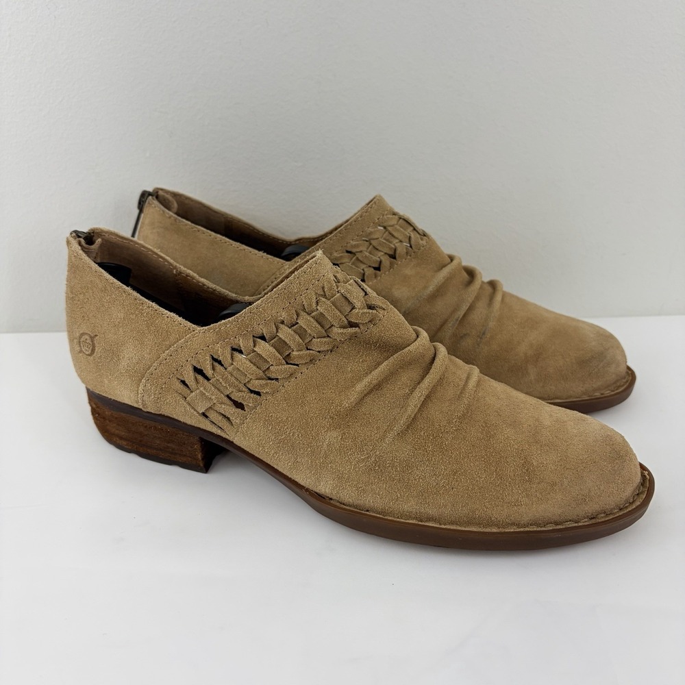 Born Women's Tan Suede Ankle Booties Leather 10M F36202 Western‎ Boho